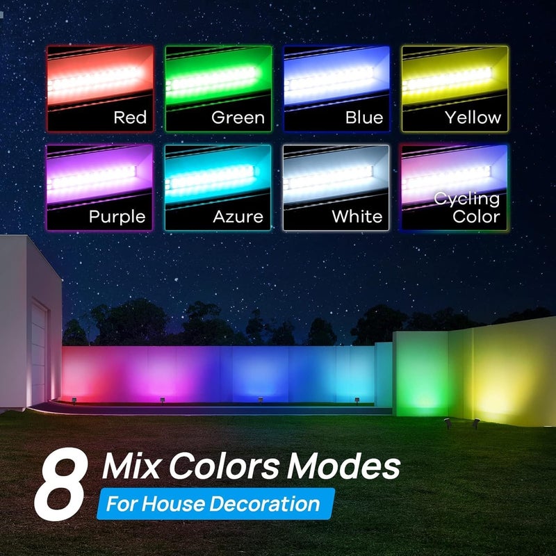 Consciot Solar Spot Lights Outdoor, Adjustable 170° Solar Outdoor Light, 7 Multicolored Garden Light Waterproof IP65, Landscape Lighting for Yard Pool Garden Tree, 4 Pack - Image 2